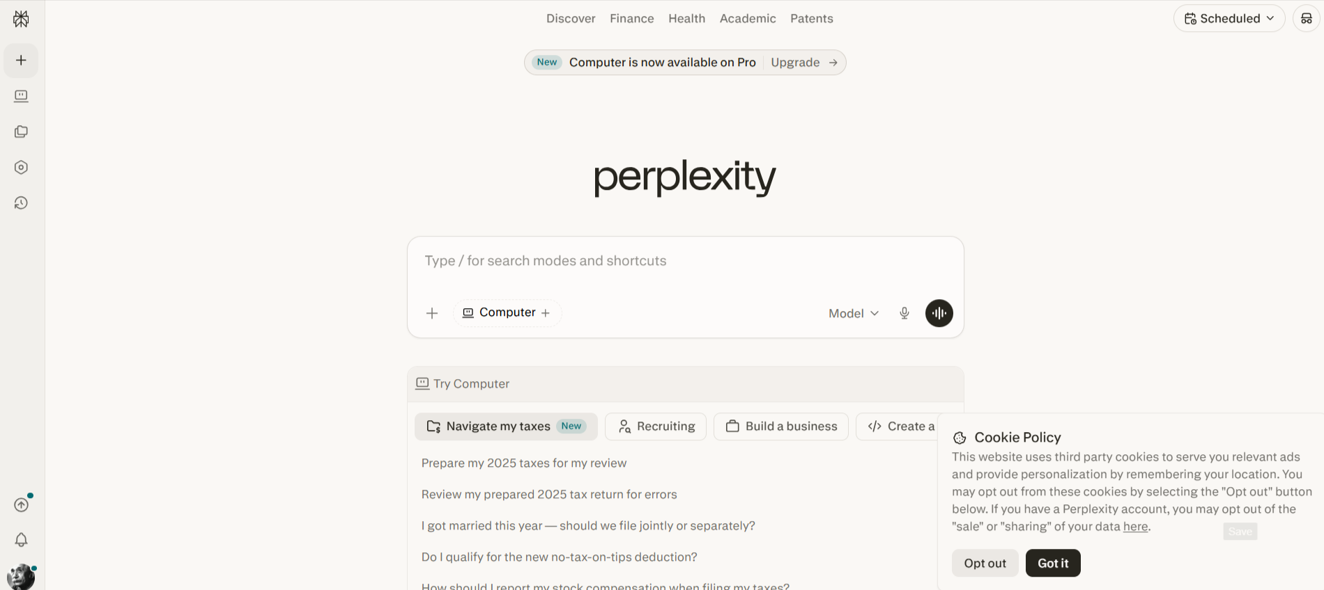 Perplexity AI search results showing a cited market analysis of India's FMCG sector for a consulting report