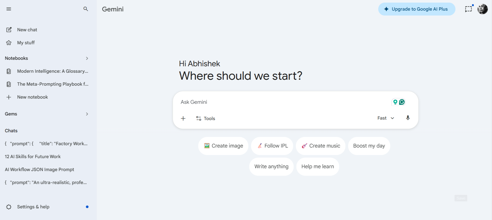 Google Gemini Pro subscription page showing ₹1,950 per month pricing with UPI payment support for India