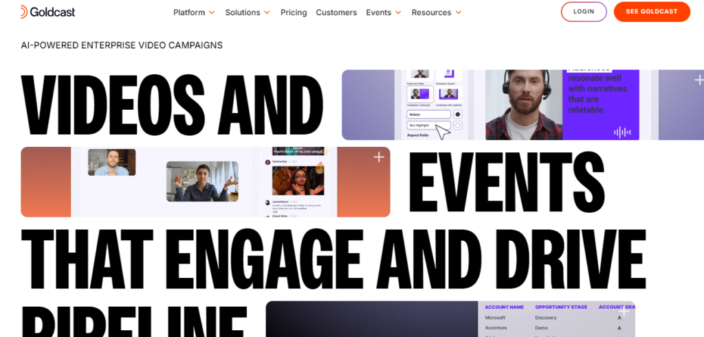 Goldcast is an AI tool for engaging B2B video content