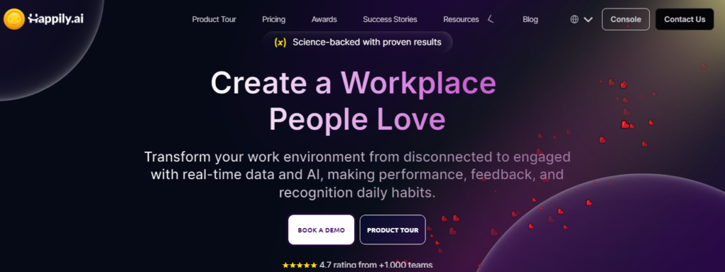 Happily ai is an ai tool for workforce engagement and performance