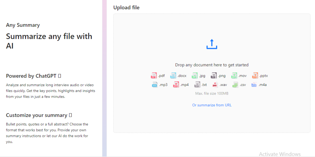 AnySummary condenses interview audio or video