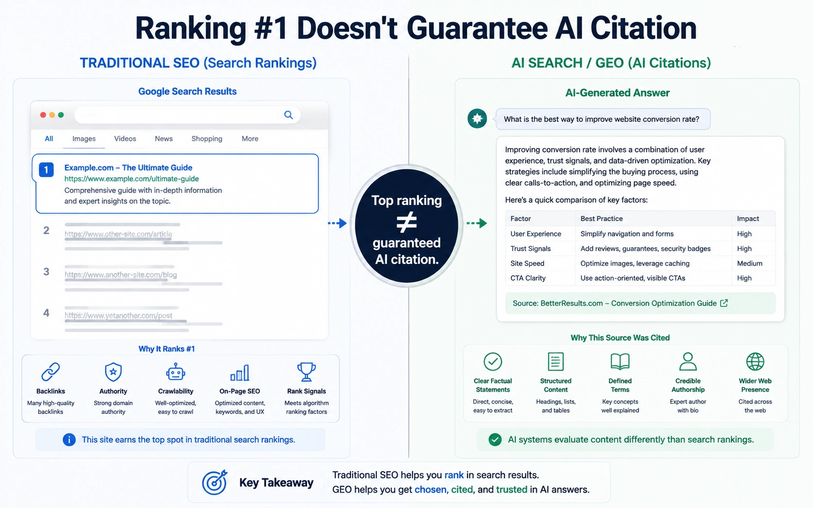 Comparison of Google rankings and AI search citations