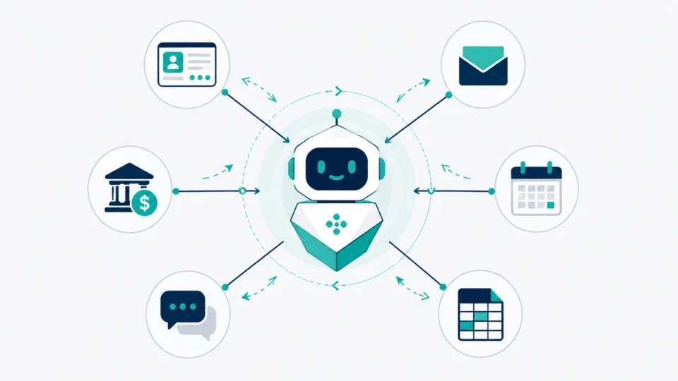 Agentic AI in 2026 — an autonomous AI agent completing business tasks across CRM, email, finance and chat tools