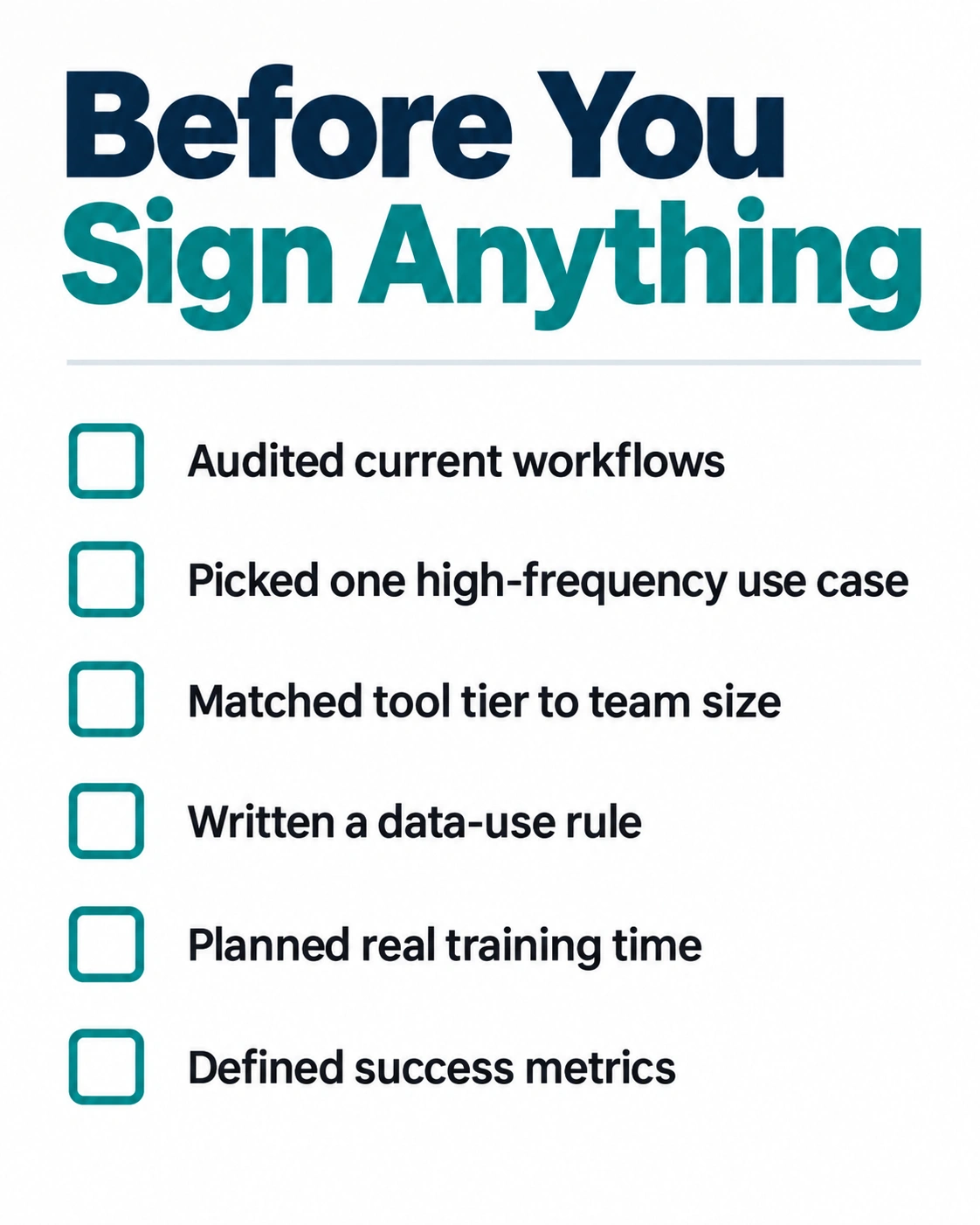 Six-point checklist for businesses to review before starting AI implementation