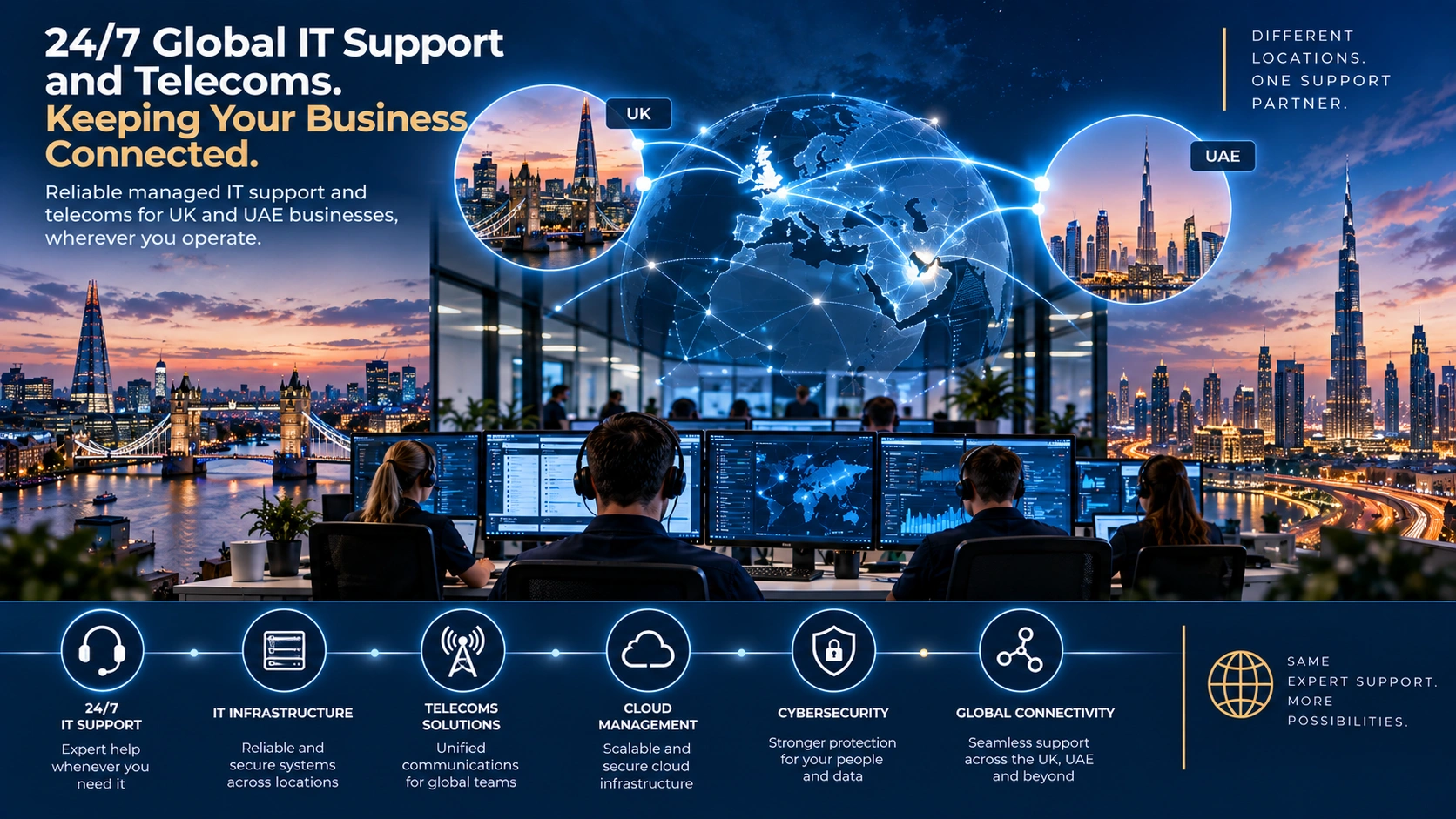 24/7 managed IT support and telecoms for UK and UAE businesses